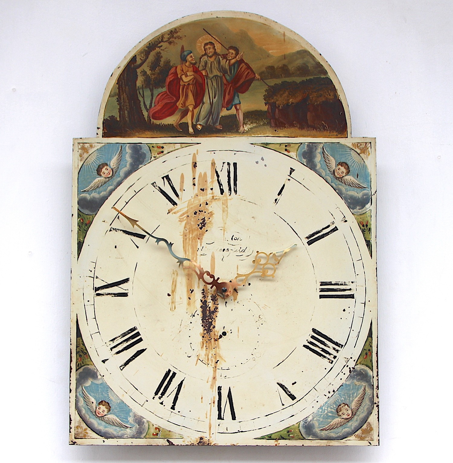 Grandfather/longcase iron clock dial. Late 18th century. Original. C.1810-1835
