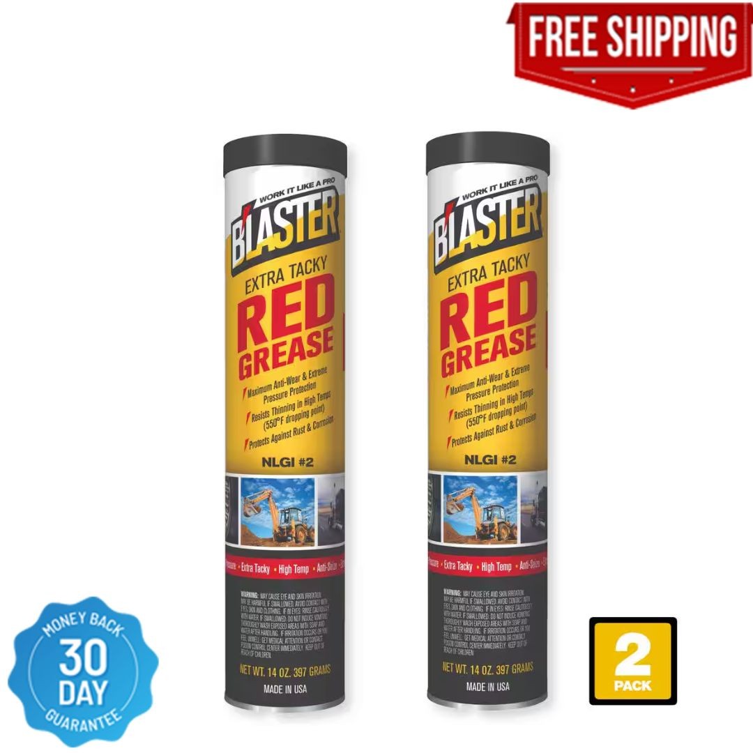14 Oz. Extra Tacky Red Grease Cartridge for Grease Gun (Pack of 2)