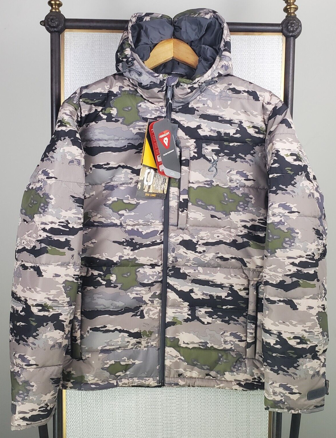 BROWNING New $229 Mens Size Medium Insulated Jacket Primaloft Silver Camo Hood
