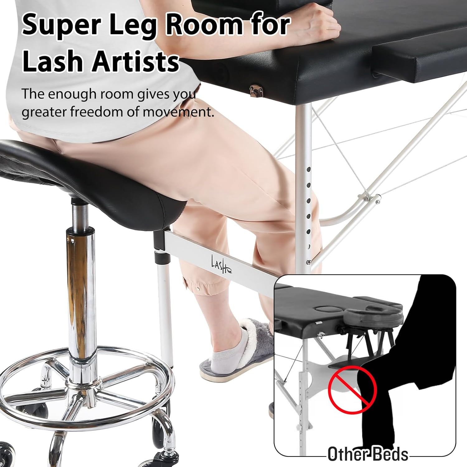 Lash Bed for Lash Extensions Portable Lash Bed Massage Table with Eyelash Pillow