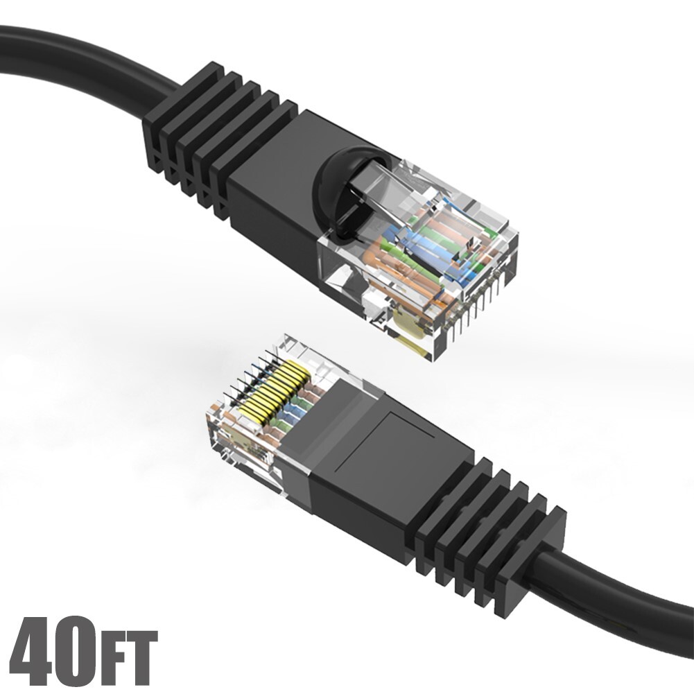 40Ft Cat5E Molded Snagless Network Lan Ethernet Internet Patch Cable Black