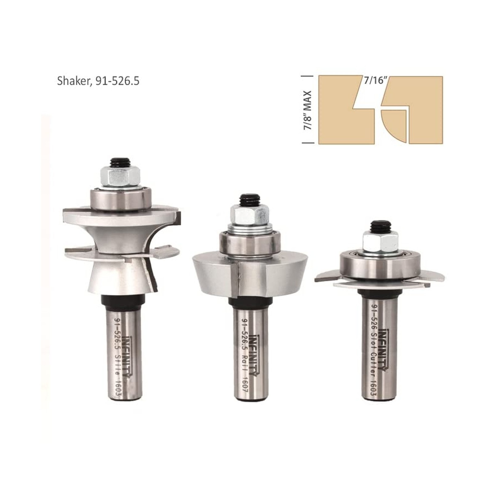 Infinity Cutting Tools 3-Pc. Ultimate Glass Door Making Router Bit Set - Shak...