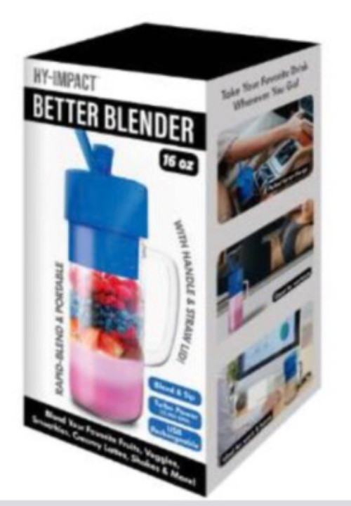 Hy-Impact Better Blender 16 Oz Cordless USB Rechargeable Turbo Power. New