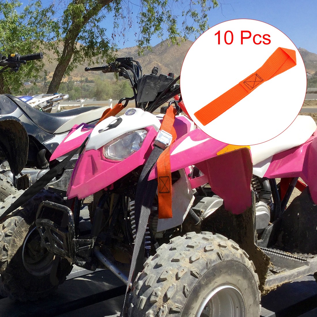 10PCS Orange 2.5 x 20.5cm Cargo Belt Loop Tie Down Strap for Motorcycle