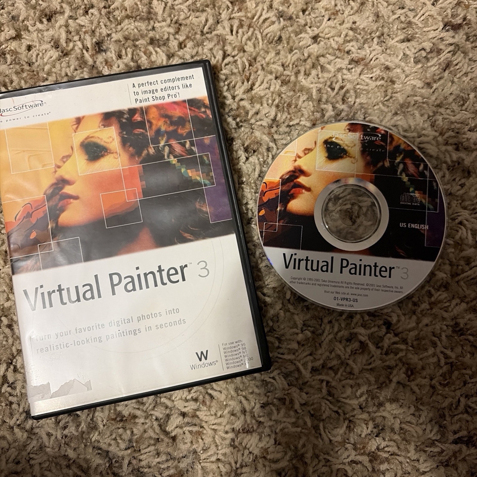 Virtual Painter 3 Jasc Software PC Windows 2001(Case & Disc Only! No Manual!)