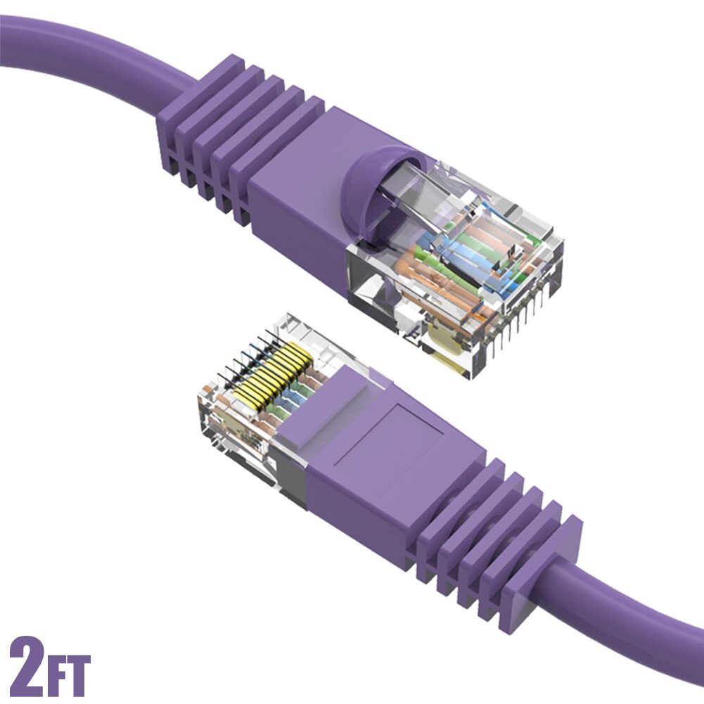2FT Cat5E RJ45 Ethernet LAN Network UTP Snagless Patch Cable Pure Copper Purple