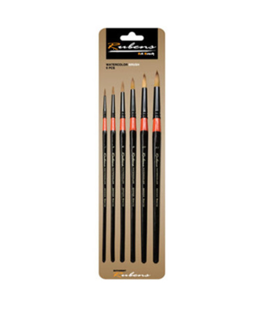 Rubens Artist Water Color Paint Round Brush 720R 1Set (6ea Brushes)