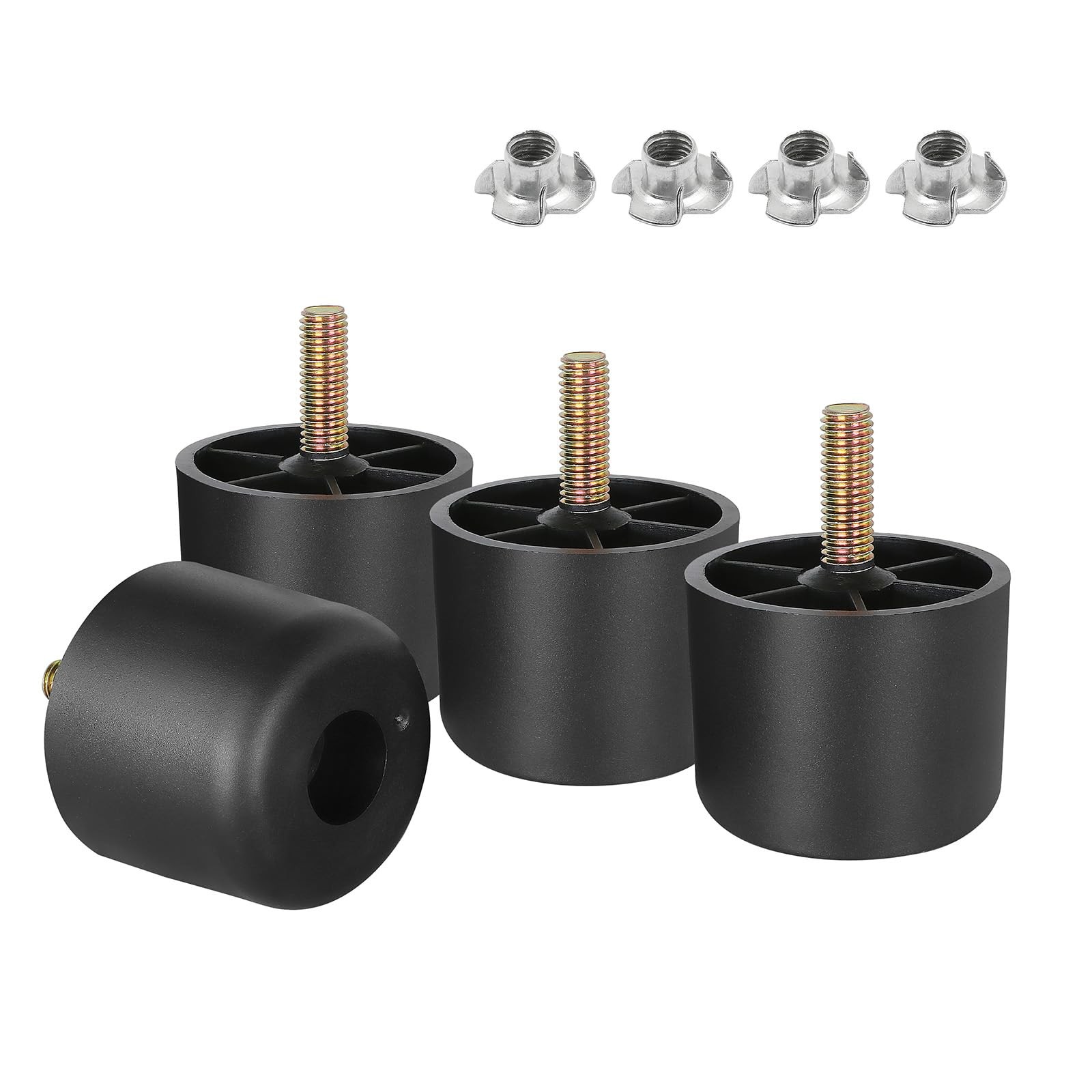 4 PCS 11/2 Inch Plastic Furniture Legs Round Tapered Table Sofa Legs Black