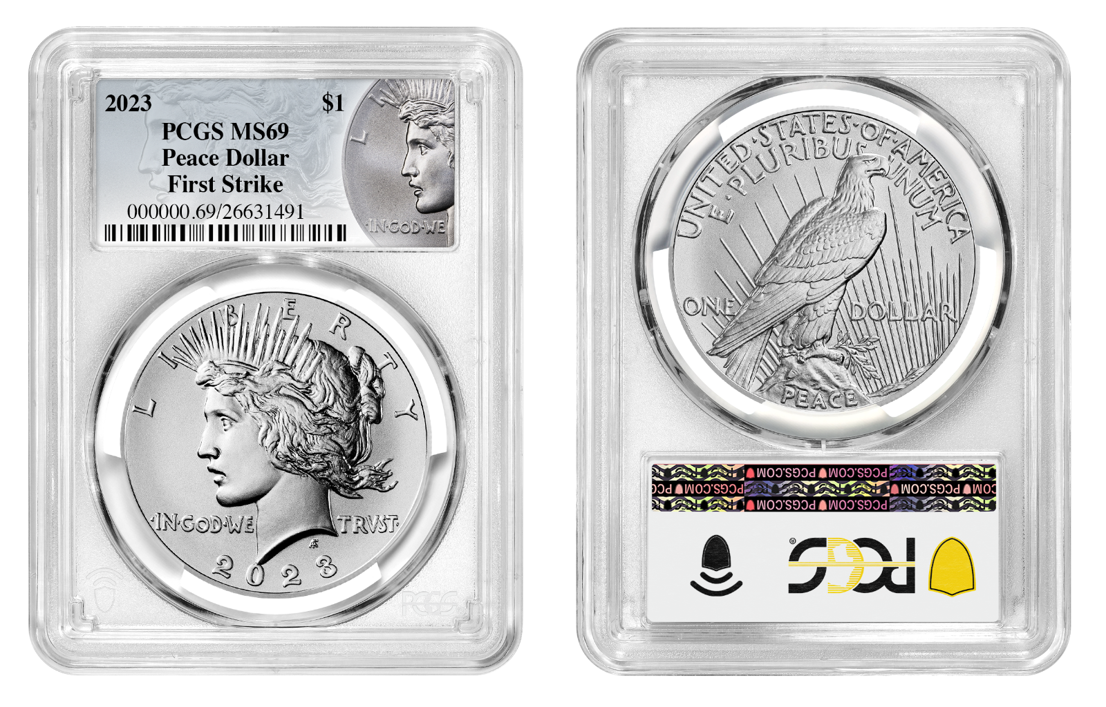 2023 Peace Silver Dollar PCGS MS69 FIRST STRIKE INCLUDES Box/COA