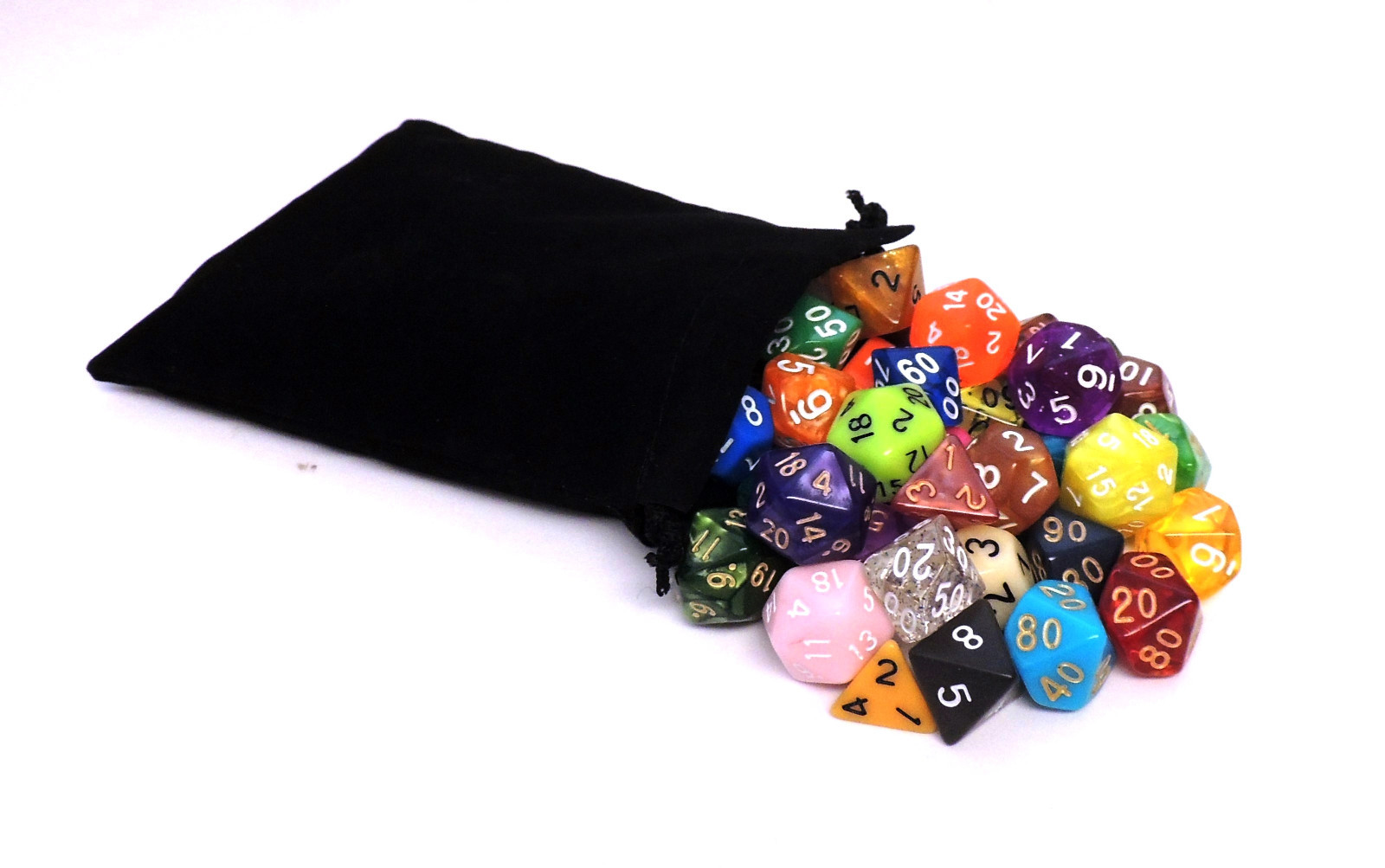 42 Polyhedral Dice with Bag - Includes 6 Complete Sets of 7 - RPG D&D Pathfinder