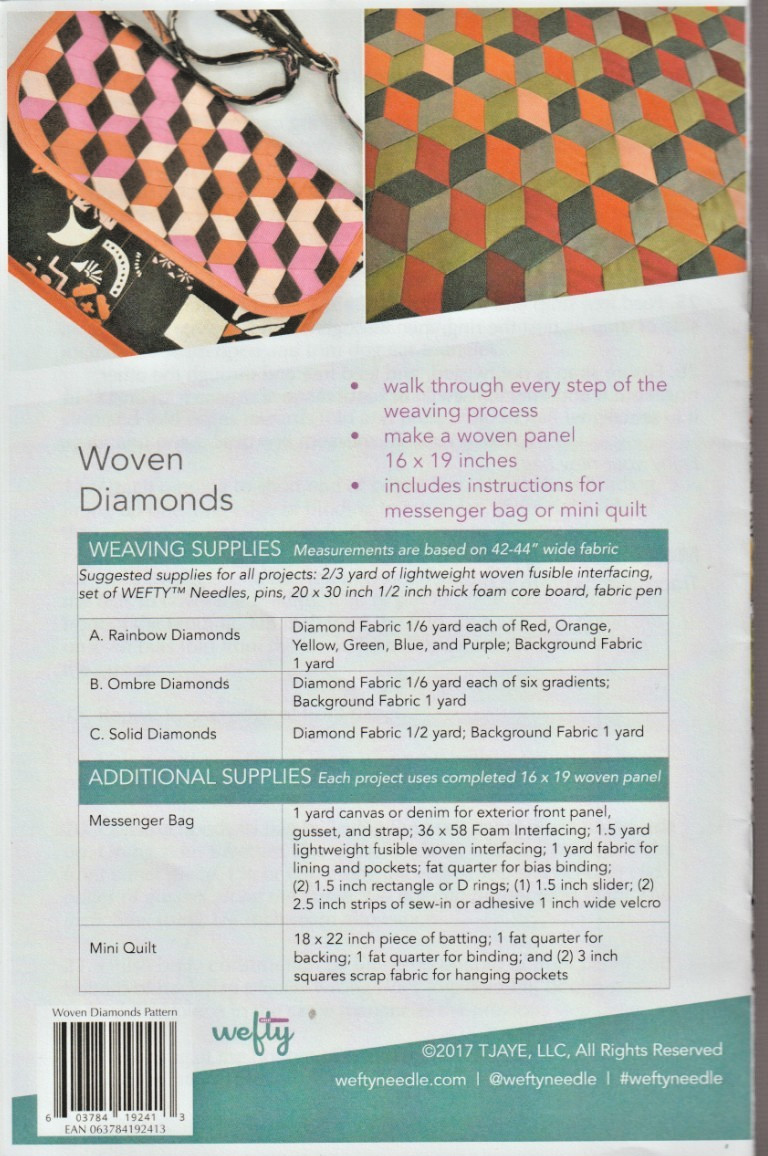 Woven Diamond - QUILT PATTERN - Weaving - Wefty - Panel 16" x 19"