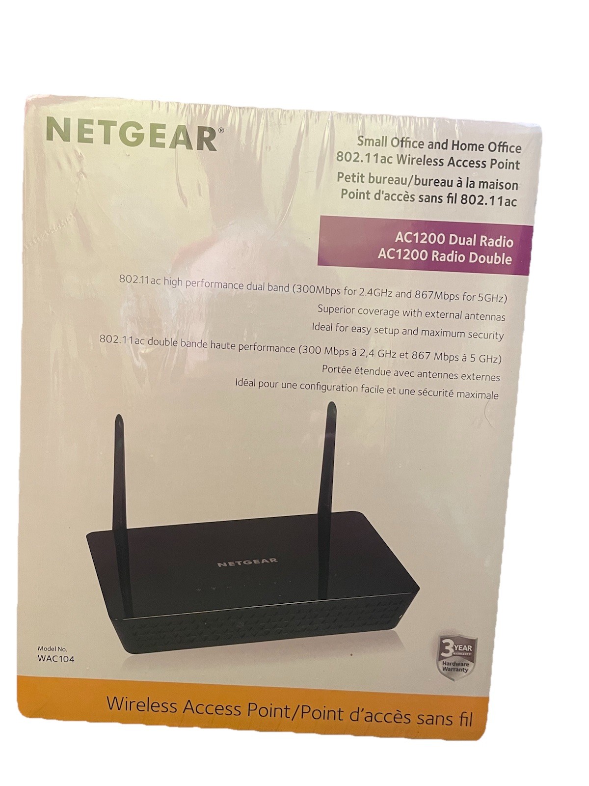 NETGEAR WAC104 AC1200 Dual-Band Wireless Access Point 867Mbps Ethernet