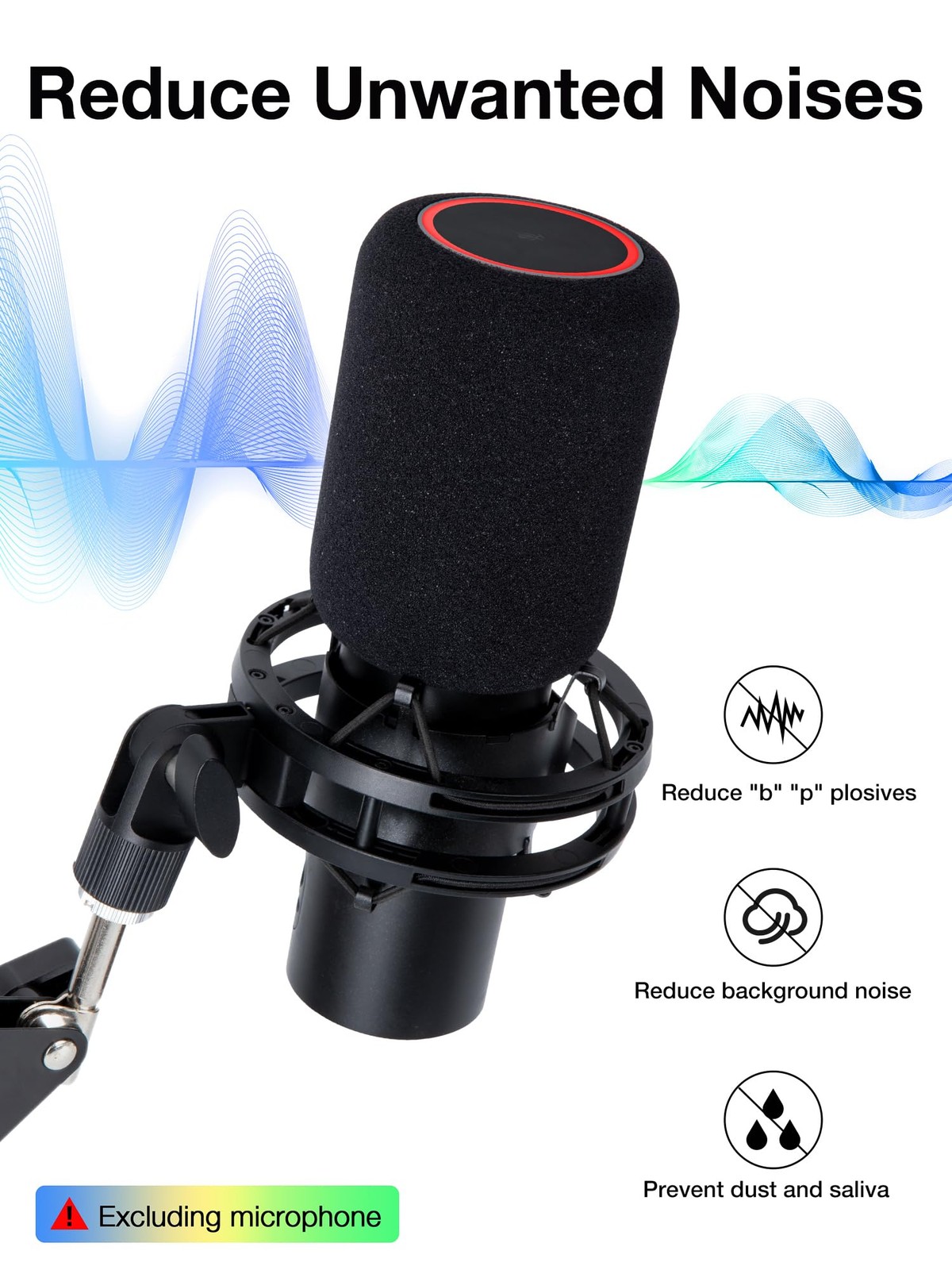 QuadCast 2 Mic Pop Filter, Mic Windscreen Compatible with HyperX QuadCast 2 M...