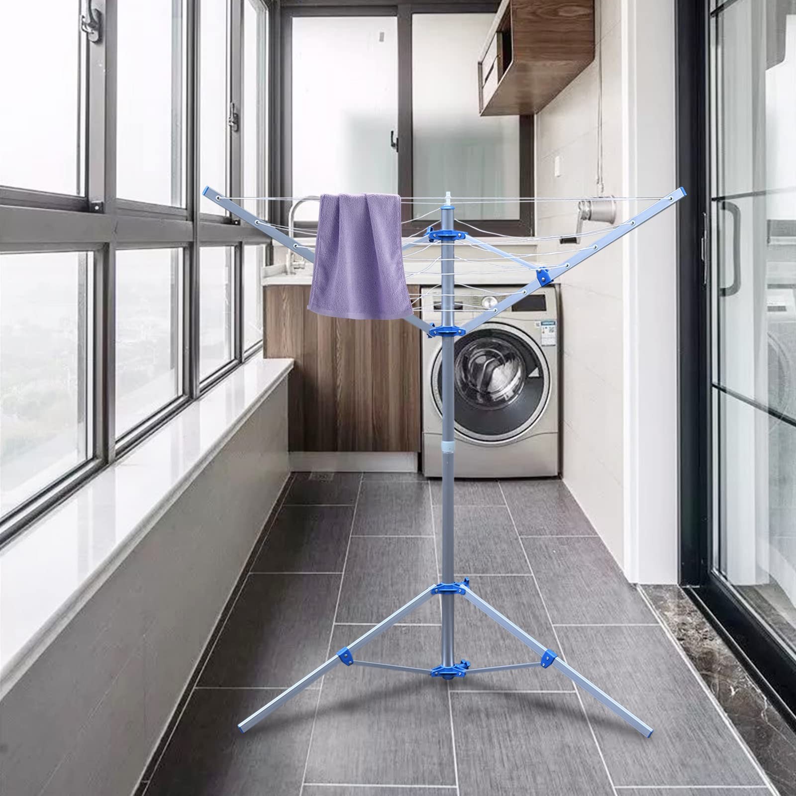 3-Arm Folding Umbrella Style Laundry Dryer Clothes Drying Rack Outdoor Portable