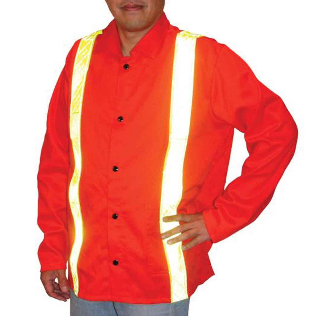 Tillman 6230DRT 30" 9 oz. Orange FR Cotton with Yellow Reflective Tape 5X-Large