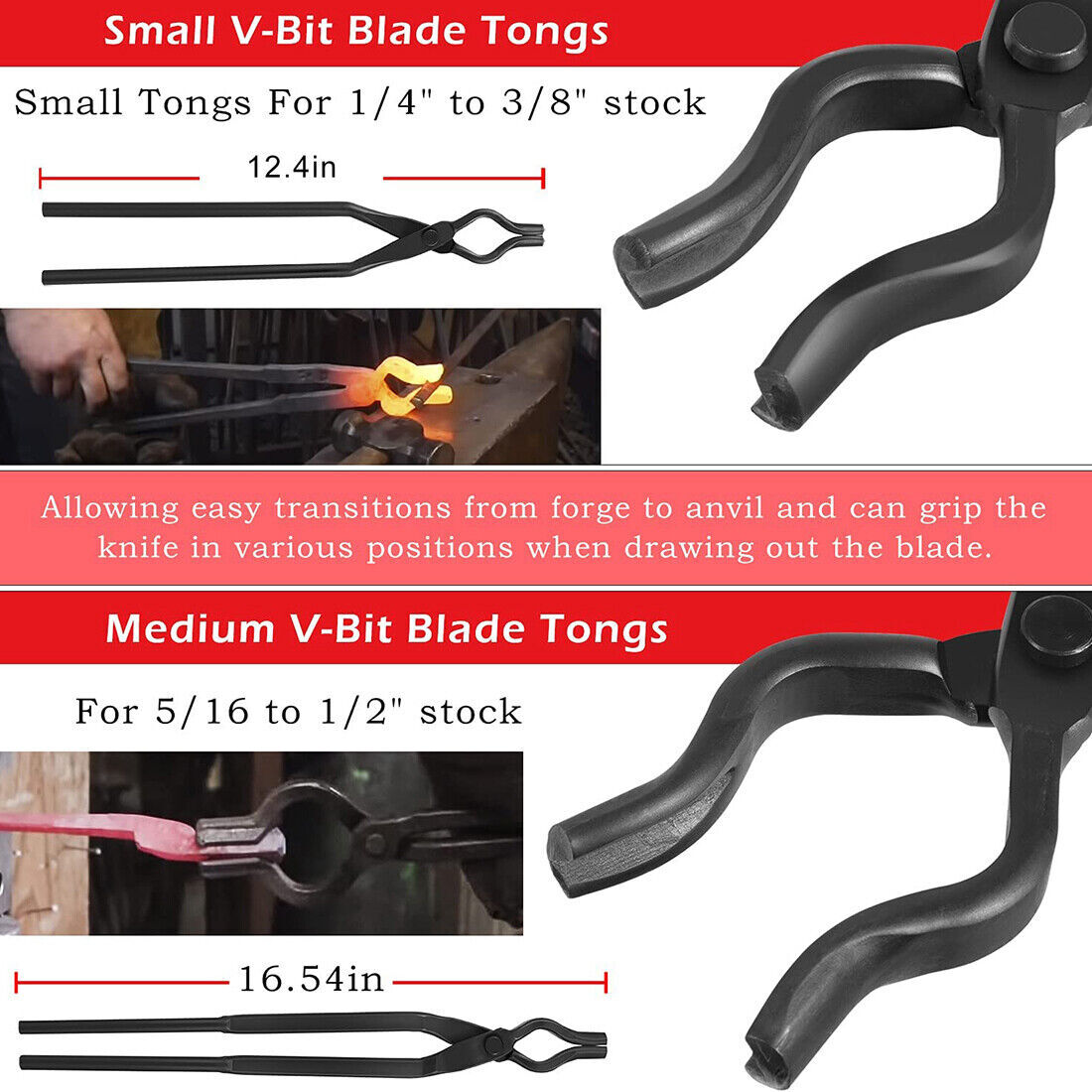8Pcs Blacksmith Tongs Expert Replacement Tongs/Blacksmith Starter Tool Hook Jig