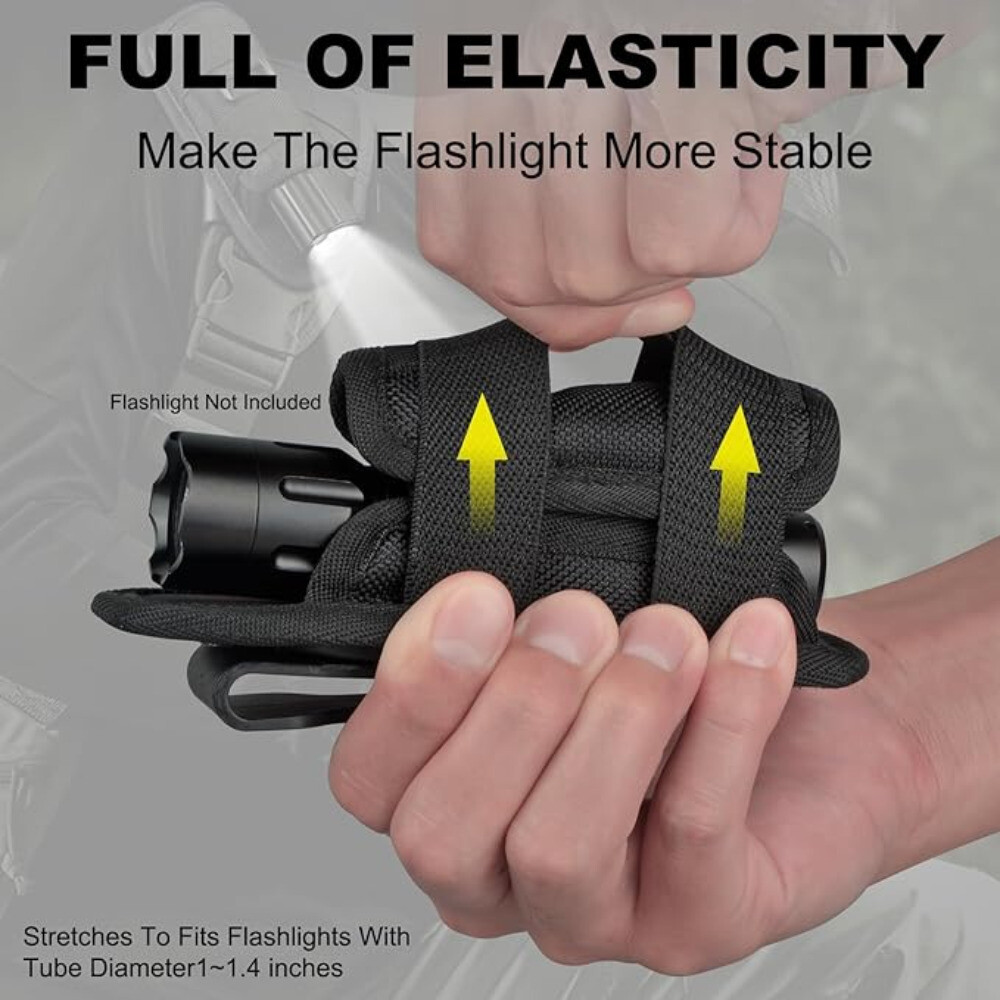 Tactical Flashlight Pouch Holster, Rotatable Flashlight Holder Belt Clip Case