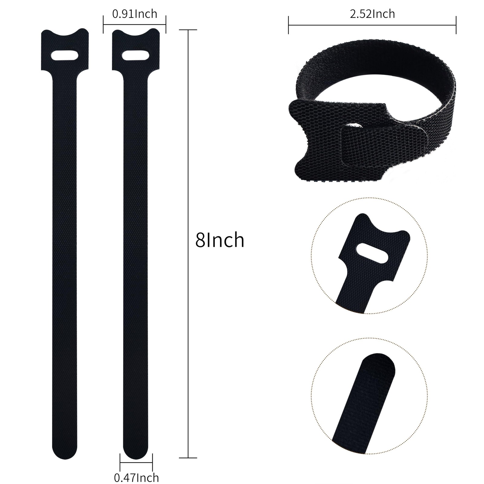 8 Inches Black Reusable Cable Ties,Multi-purpose 8inches-56PCS,