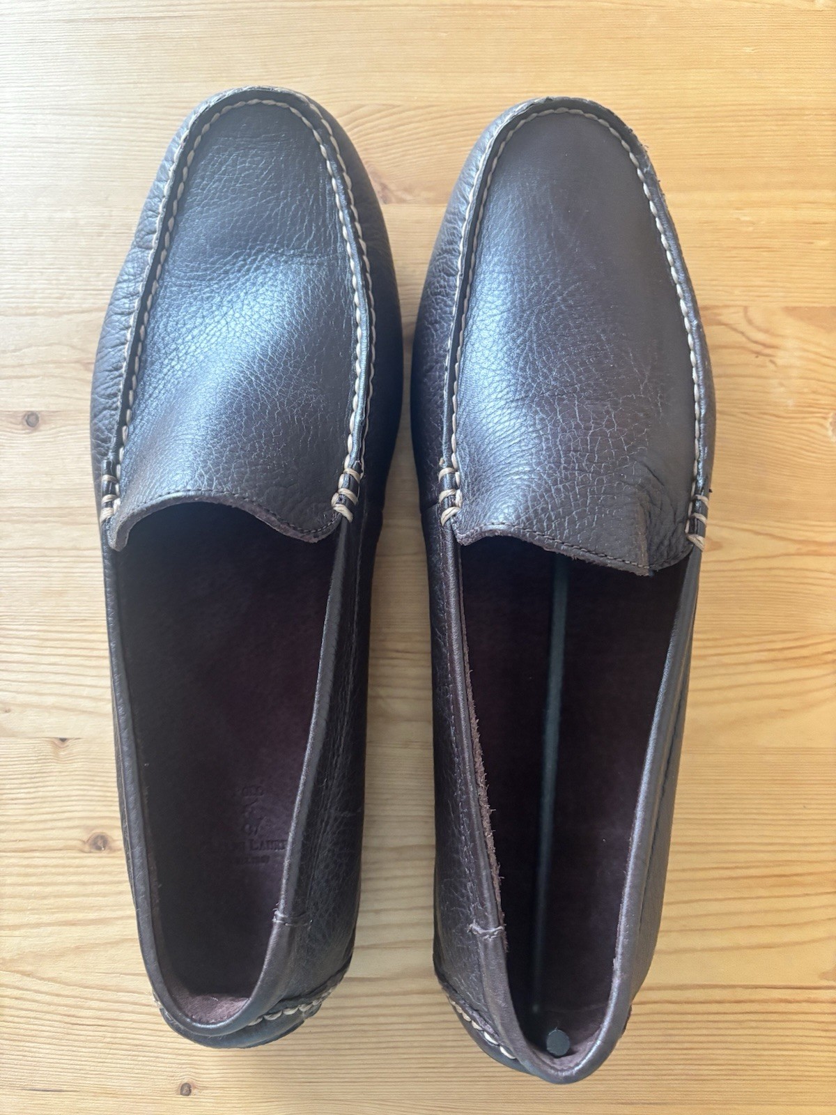 Polo Ralph Lauren Men’s Terence Dark Brown Grain Leather Loafers Size 11D New