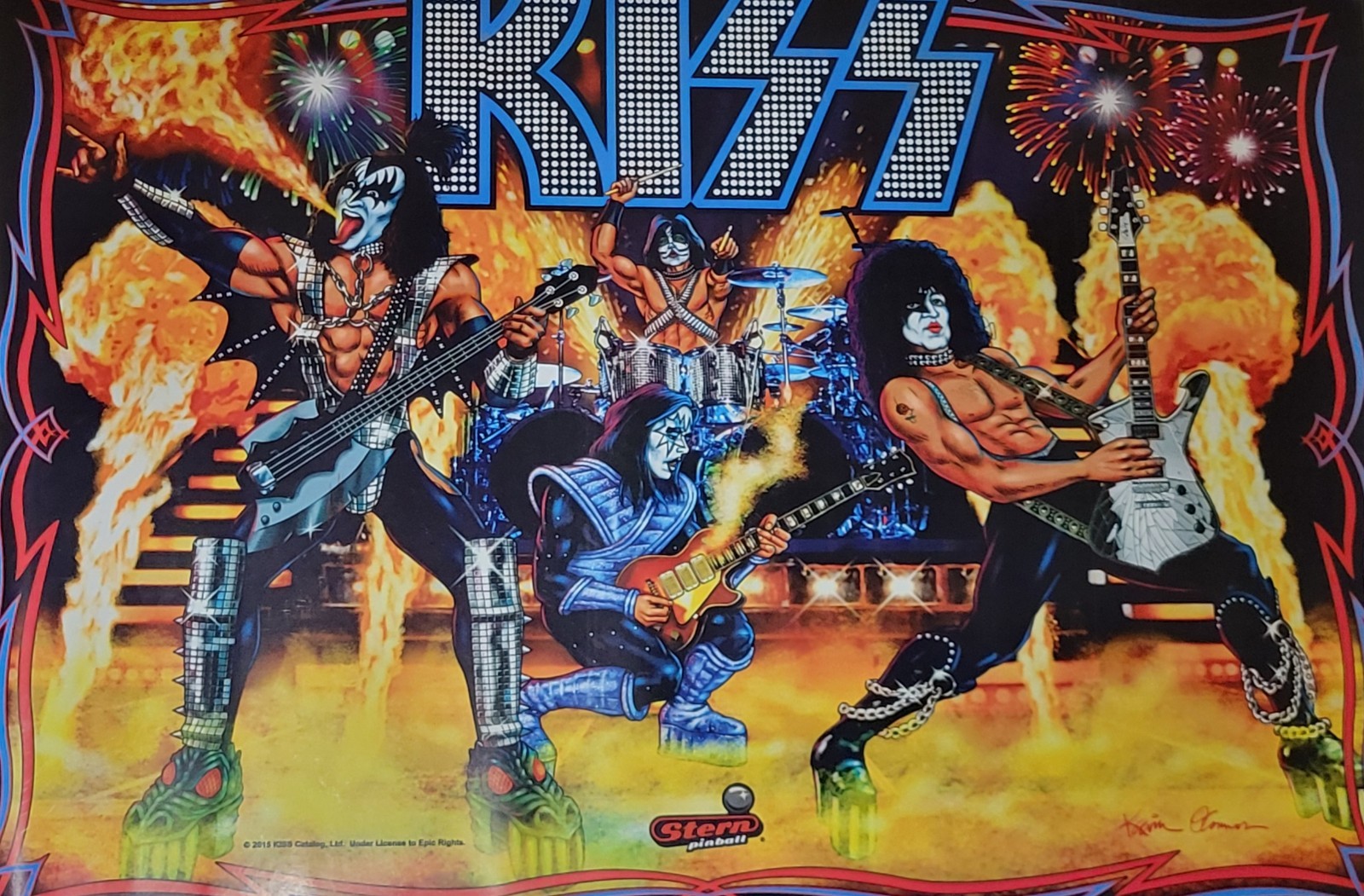 2015 Stern KISS Pinball  Poster 33" X  23" Cut Error 830-52H1-00 Kevin O'Connor