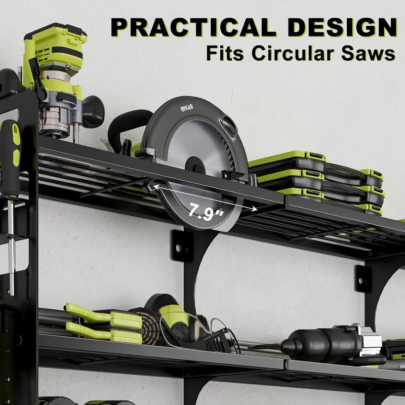 Tool Organizer Wall Mount, 16 Slots, 3-Tier Drill & Cordless Tool Storage Holder