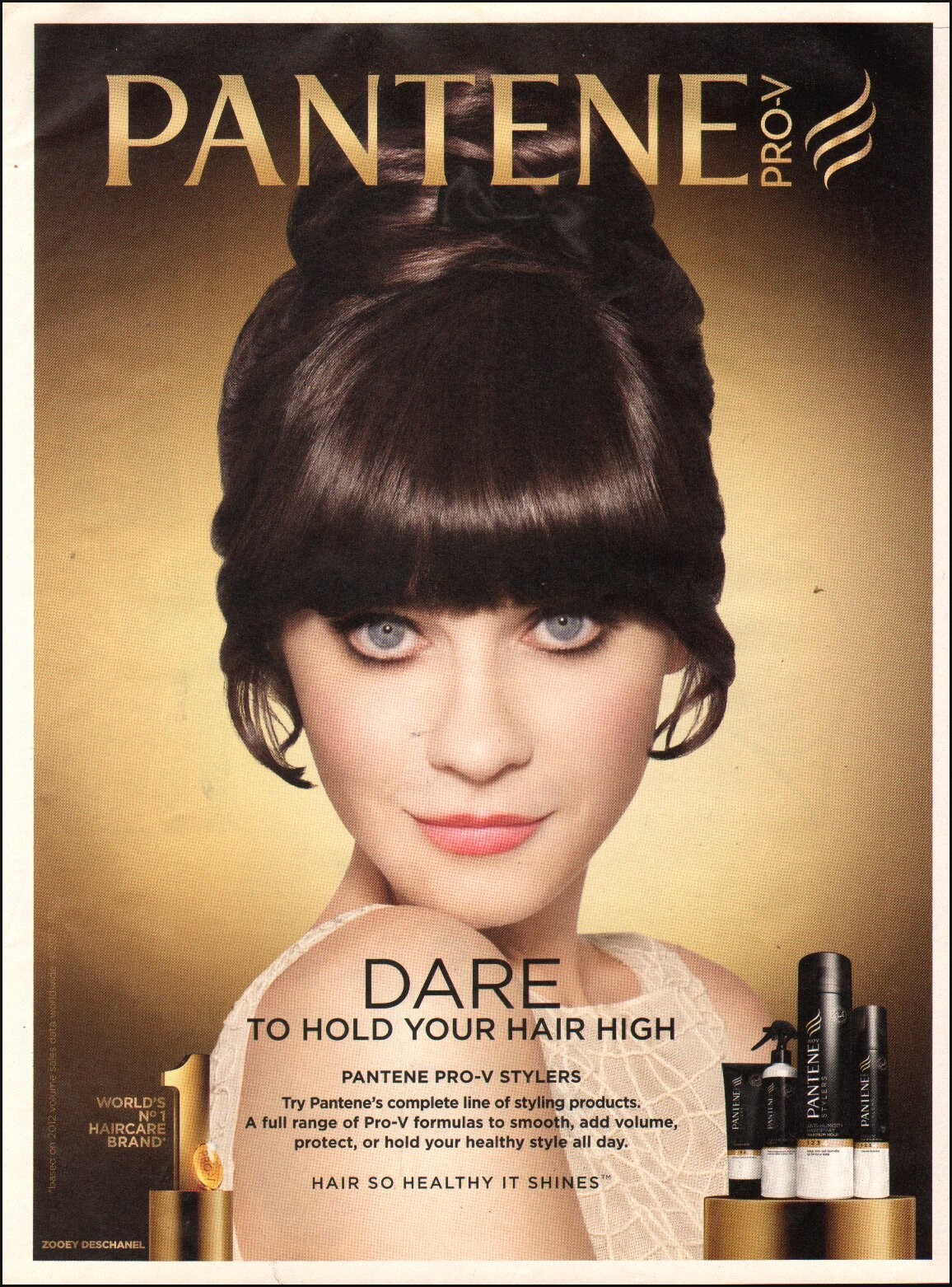 2013 Print ad PANTENE Shampoo modern hair care actress Zoey Deschanel  05/21/24