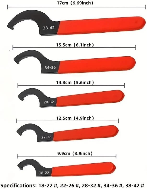 Coilover Spanner Wrench Set Adjustable C-Shape Shock Spanner Hook Wrench Tool 5x