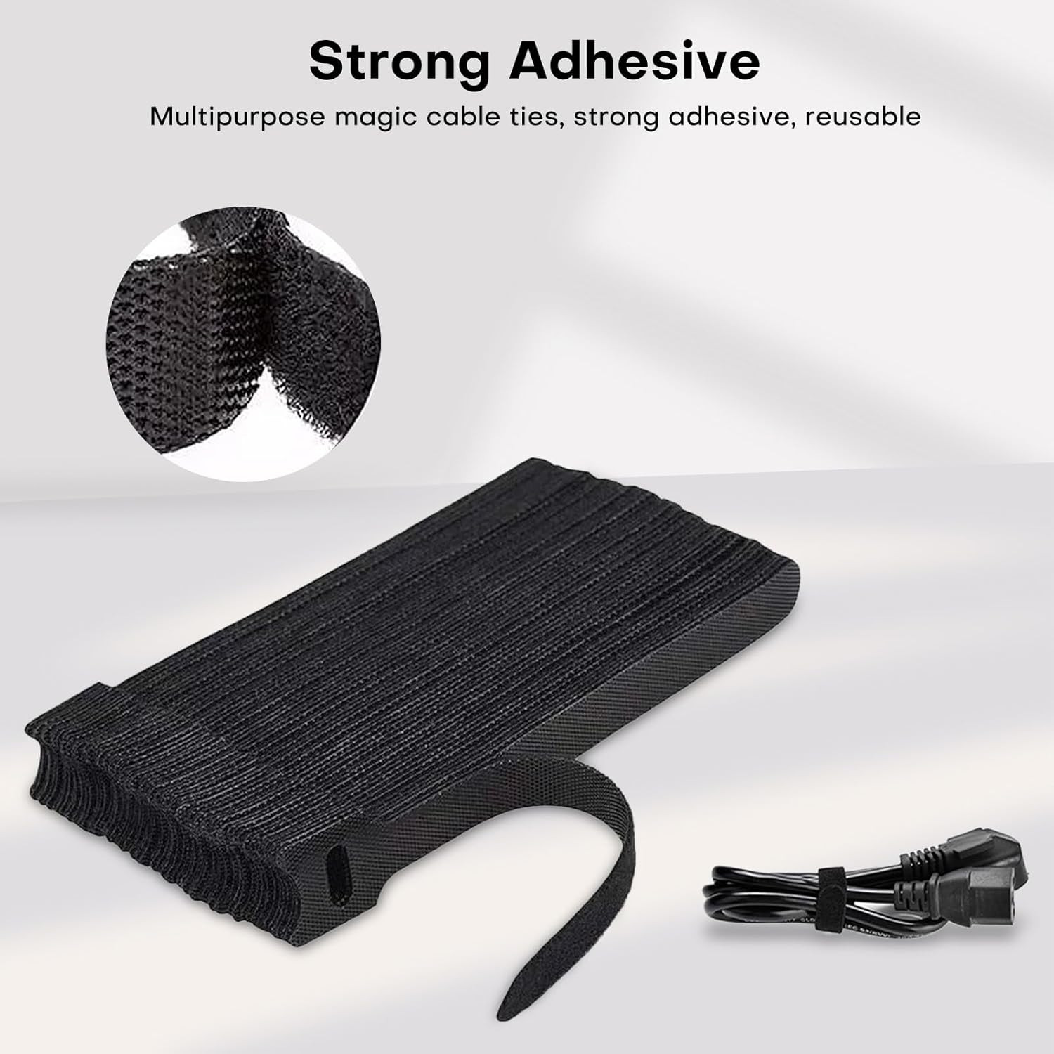 62PCS 8In Adjustable Reusable Cable Straps – Multi-Purpose Microfiber Cord Organ