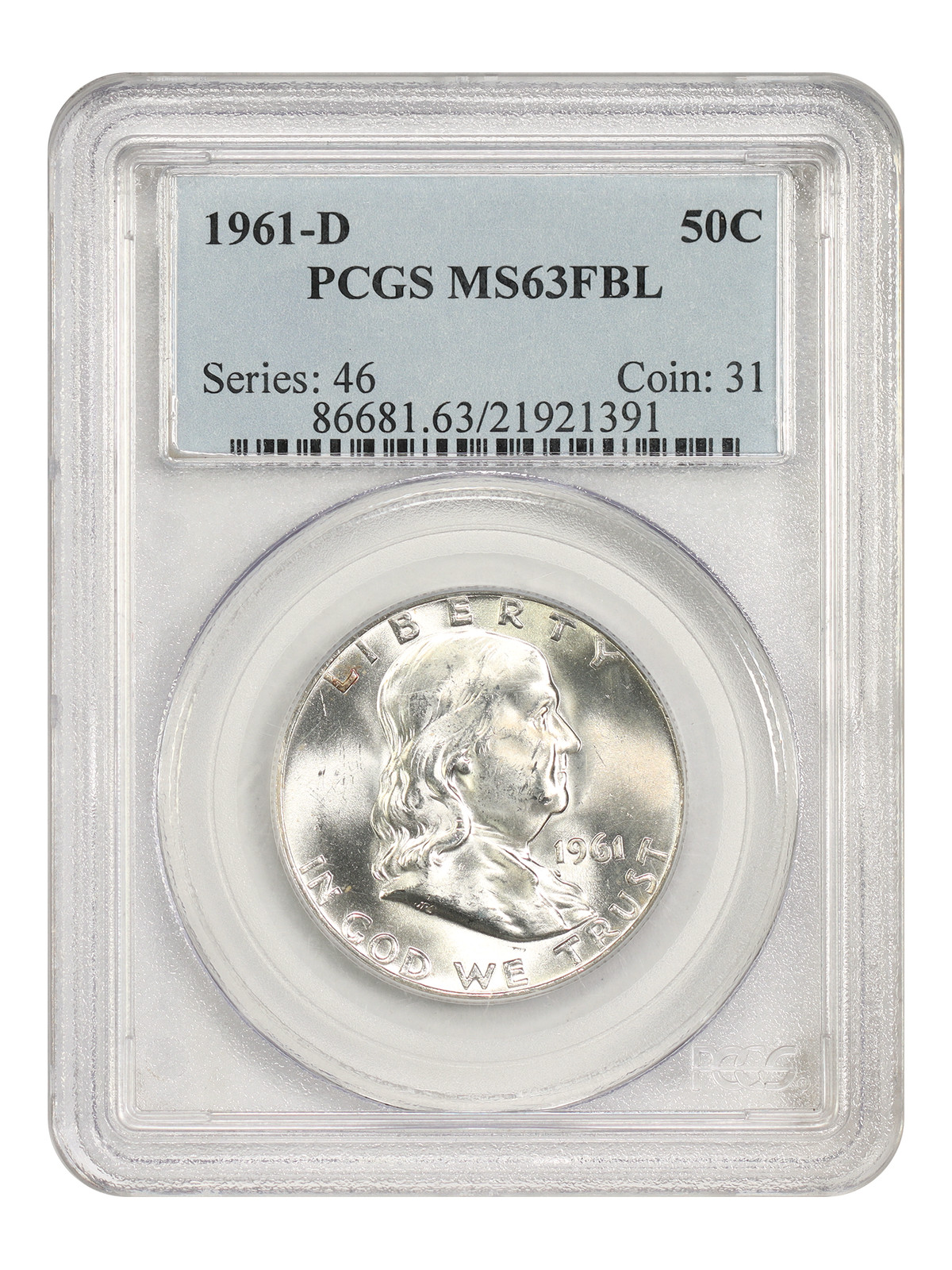 1961-D 50C PCGS MS63FBL - Franklin Half Dollar