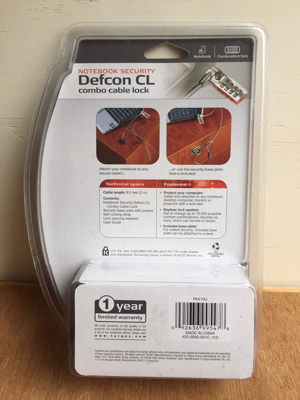 BRAND NEW Targus DEFCON CL Combo Cable Lock PA41OU Notebook Computer Security
