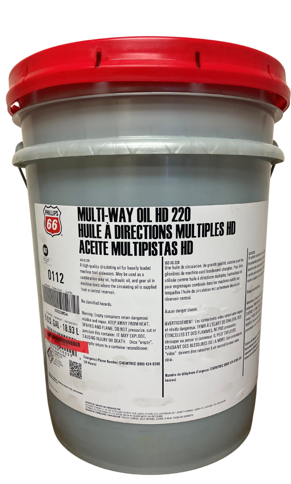 Phillips 66 Multi-Way Oil HD ISO 220; Mobil Vactra Oil No. 4 Equivalent; 5 Gals