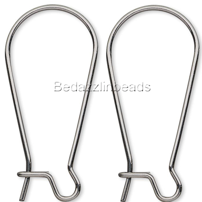 50 Dark Silver Surgical 316L Stainless Steel Big 1 inch Kidney Earring Findings