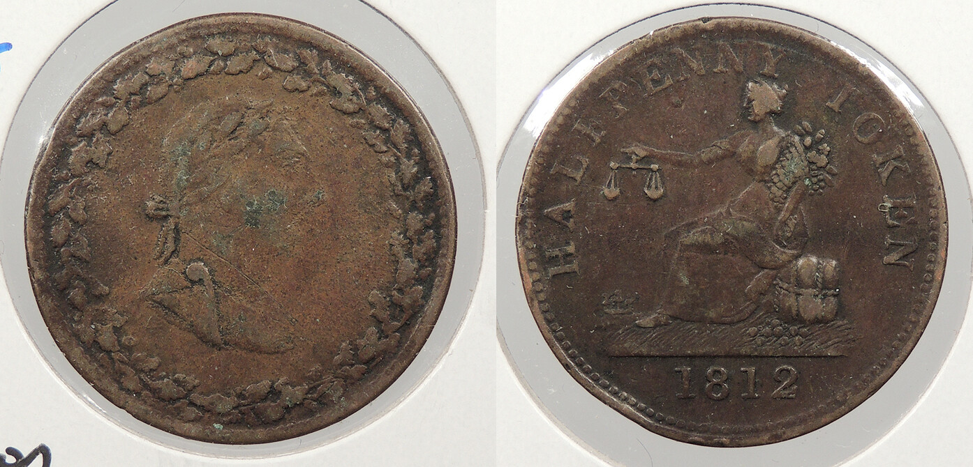 CANADA Lower Canada 1812 Penny Token 'Tiffin token'; 9 leaves. #WC86666