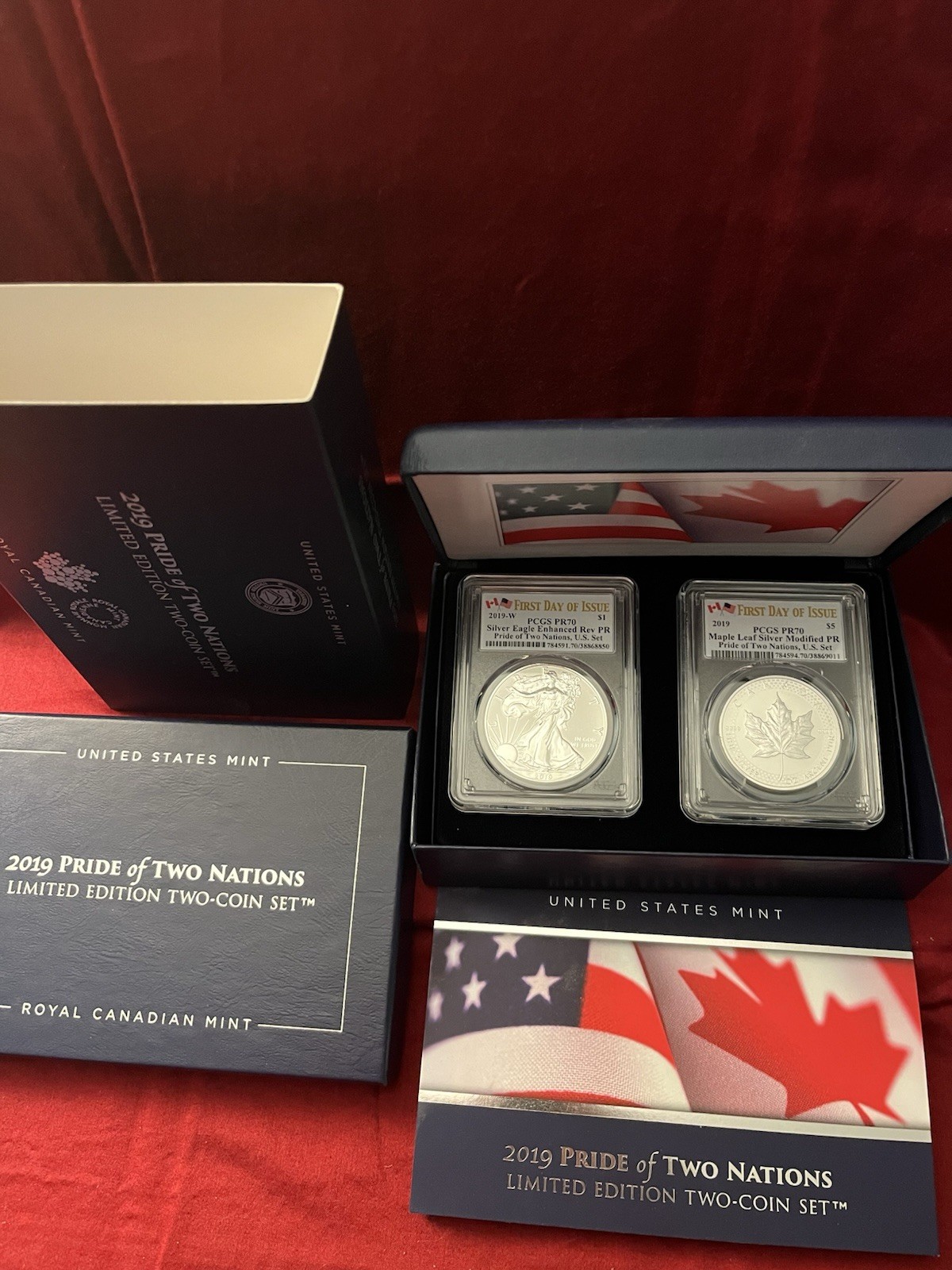 2019 US Mint Pride of Two Nations 2-Coin Set PCGS PR 70 FDOI with COA and OGP