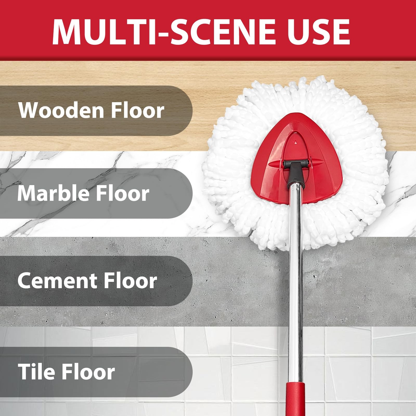 Spin Mop Replacement Set for O-Ceda EasyWring 1-Tank System, Includes 2 Mop H...