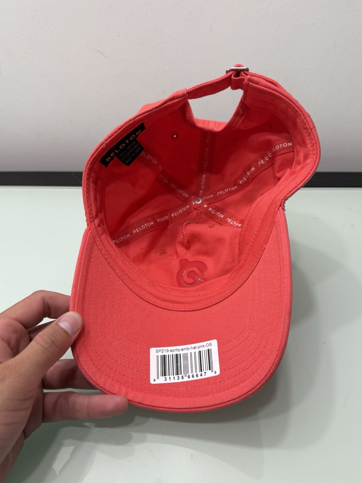 PELOTON Adjustable Strapback Hat Cap Embossed Logo CORAL