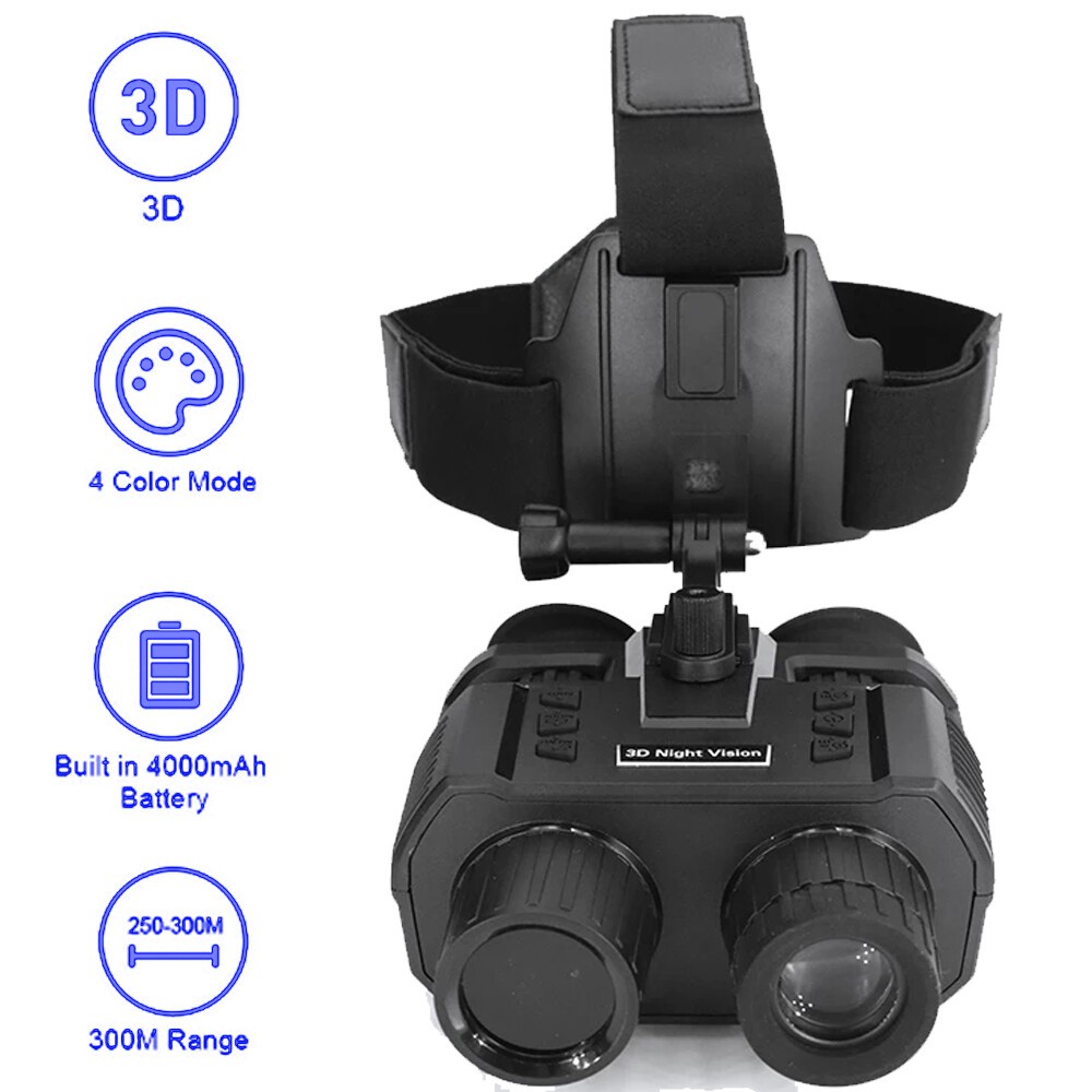 NV8000 1080P IR HD 3D Helmet Binocular Naked Eye Head Mount Night Vision Goggle