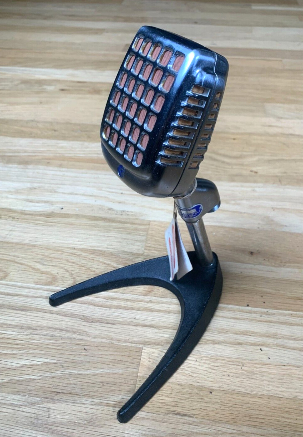 Shure 737A 50's Silver "Waffle Iron" w/ Original Tag and Stand