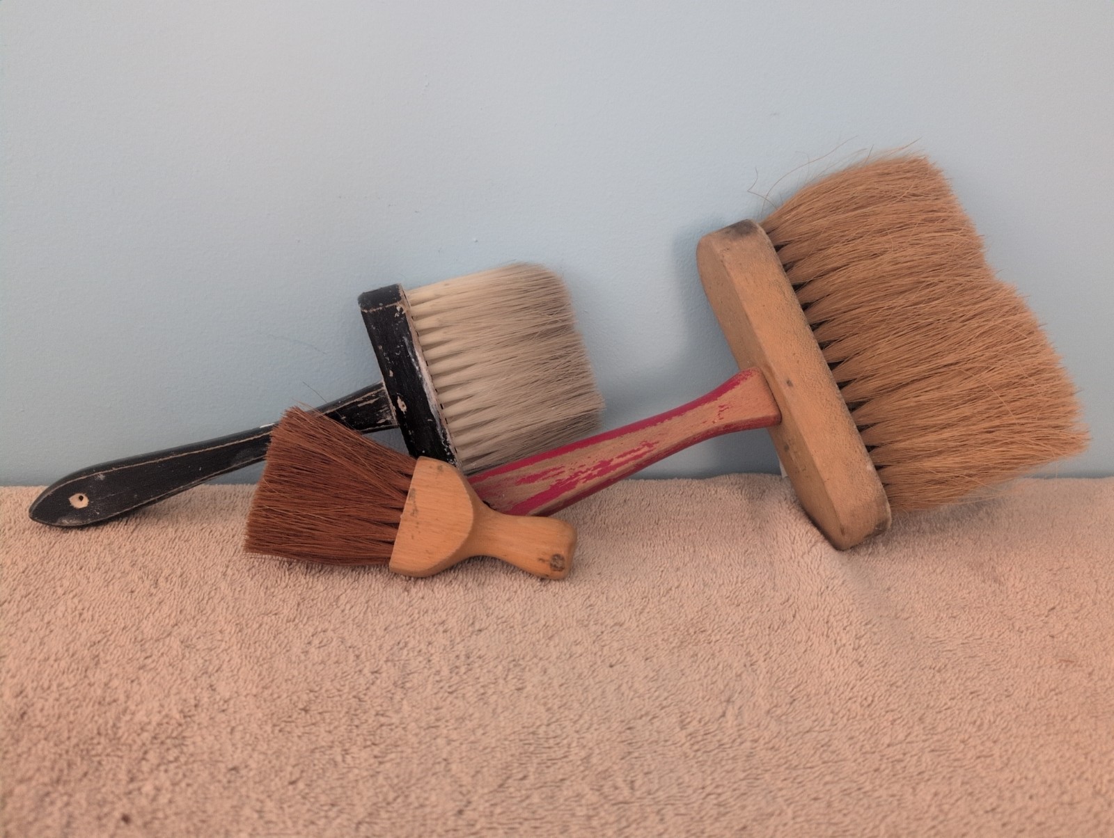 Set of Three Vintage Block Wood paint brushes.