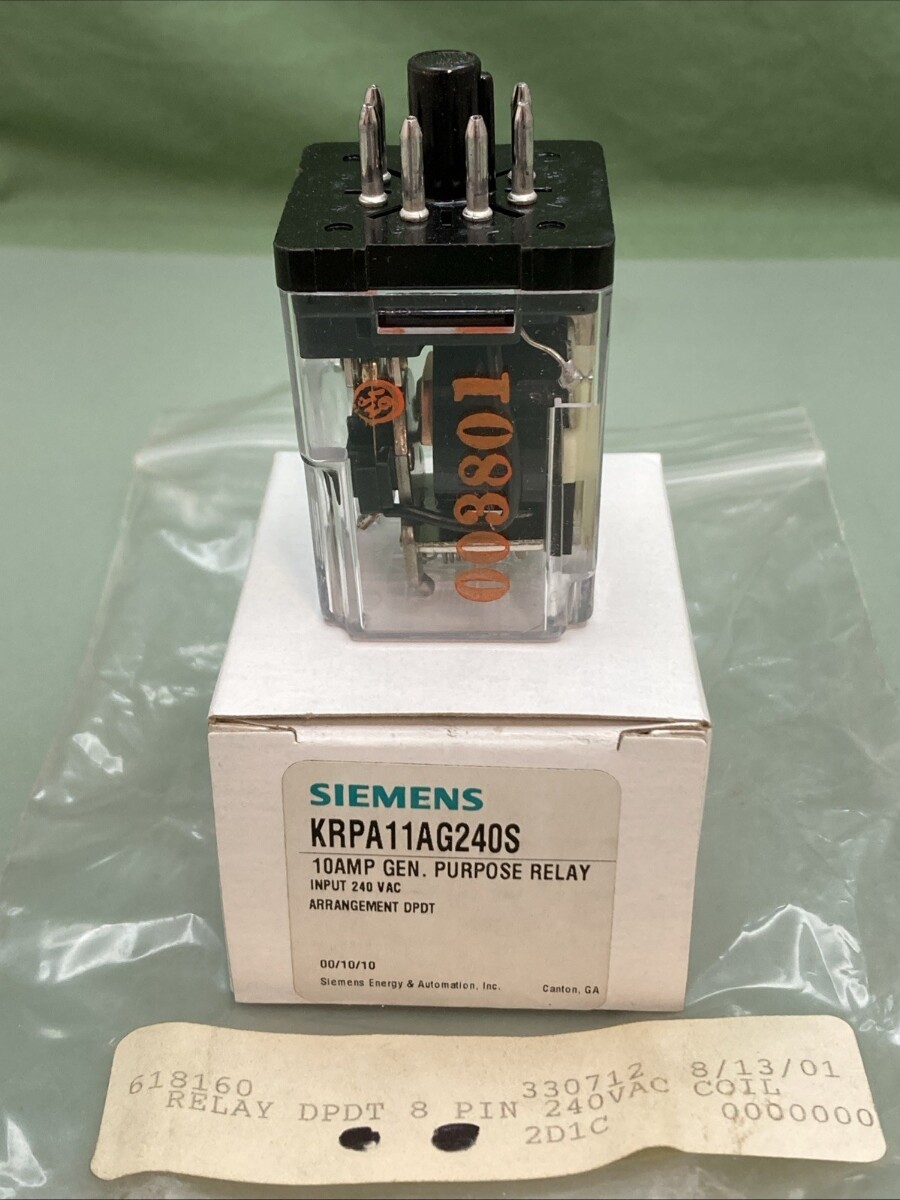 NEW GENUINE SIEMENS KRPA11AG240S Relay DPDT 8 Pin 240VAC Coil Stoelting 618160