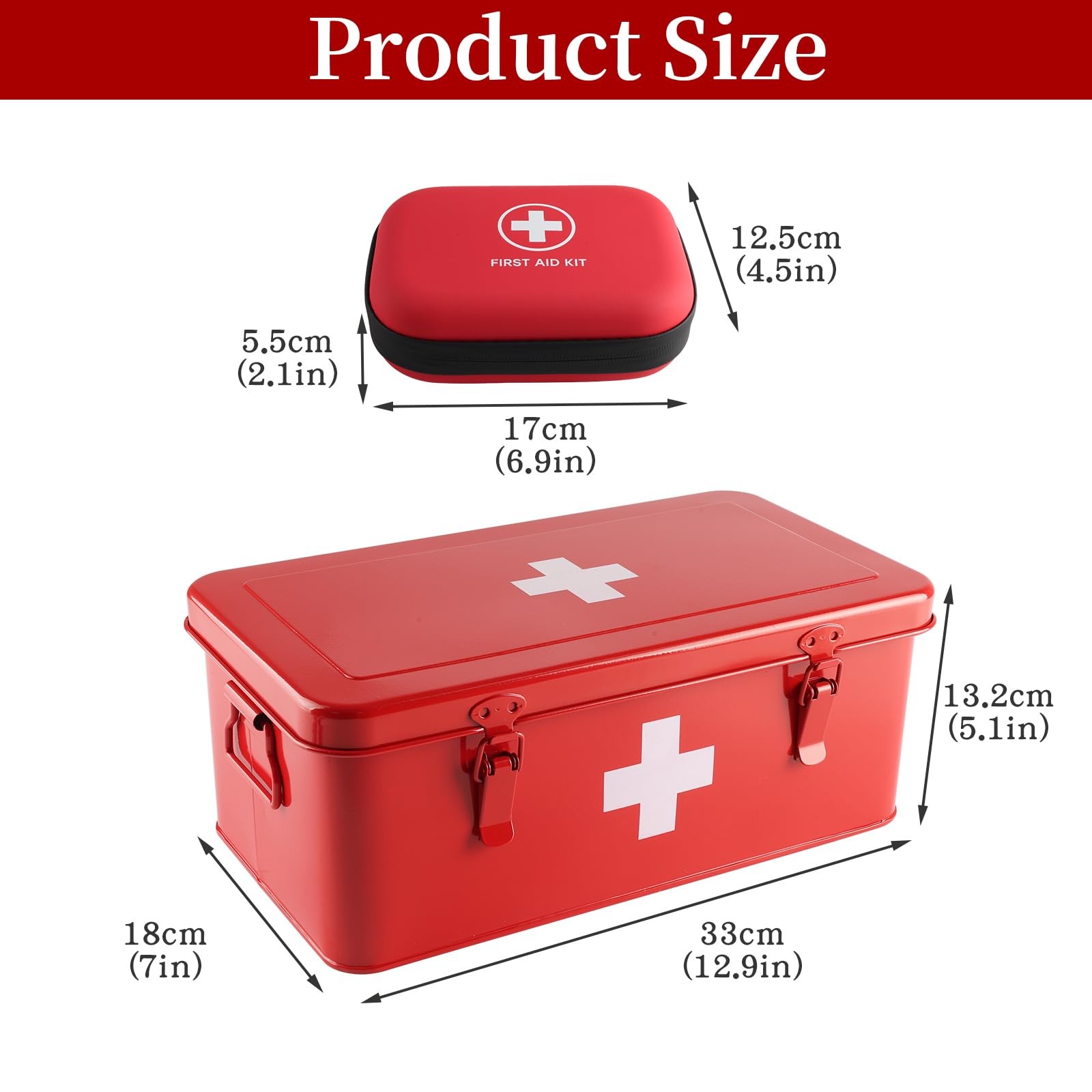 First Aid Box with Mini First Aid Kit, Metal Medicine Storage Box with Handle...
