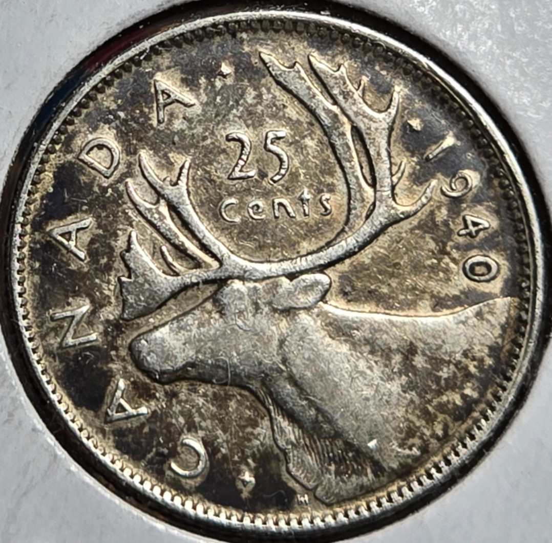 Canada 1940 *SILVER* 25 Cents XF & Toned - Great Coin!