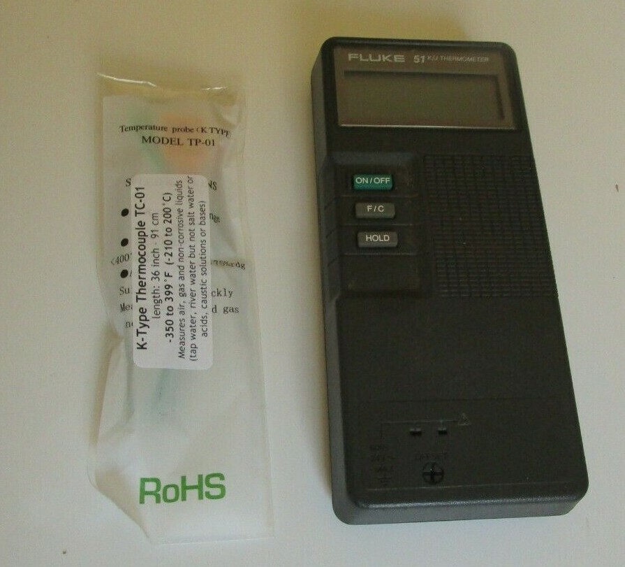 Fluke 51 K/J Digital Thermometer Calibrated plus new thermocouple