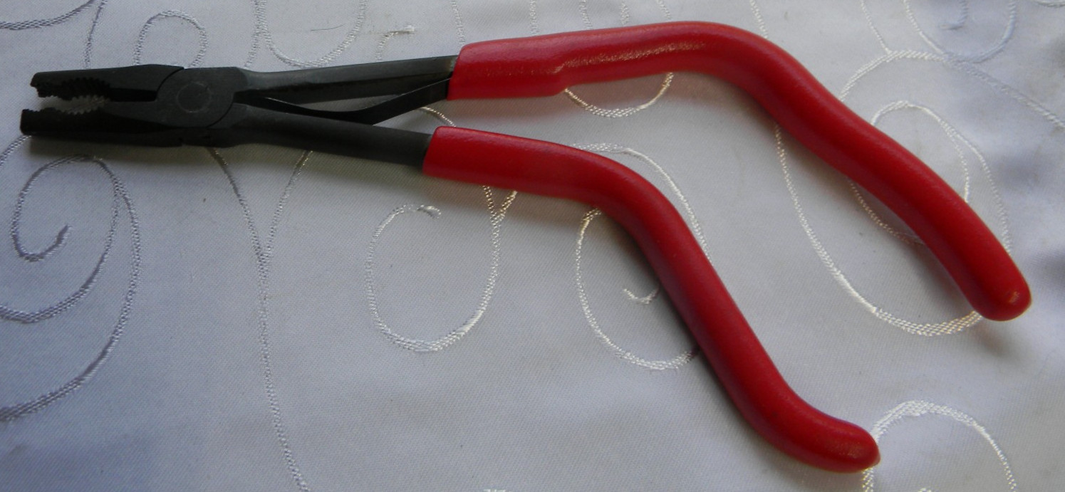 SNAP-ON 10" LONG RED VINYL GRIPS PISTOL GRIP NEEDLE NOSE PLIERS #612AEP