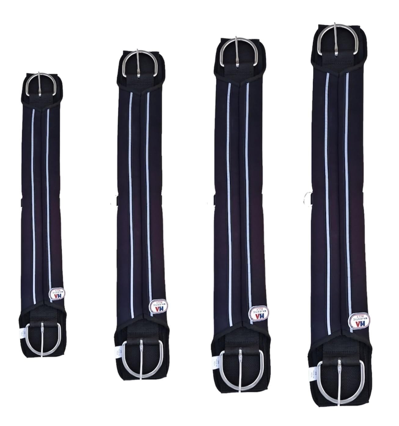 Majestic Ally Neoprene Straight Cinch Girth Stainless Steal Buckles Black -22'',