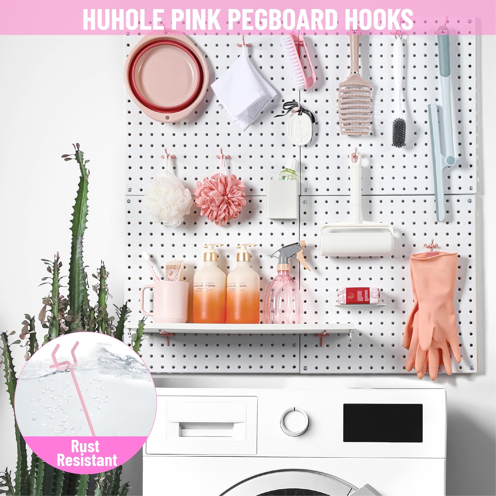 50 PCS 2 Inch Pink Pegboard Hooks Organizer Accessories for 1/4" Peg Board