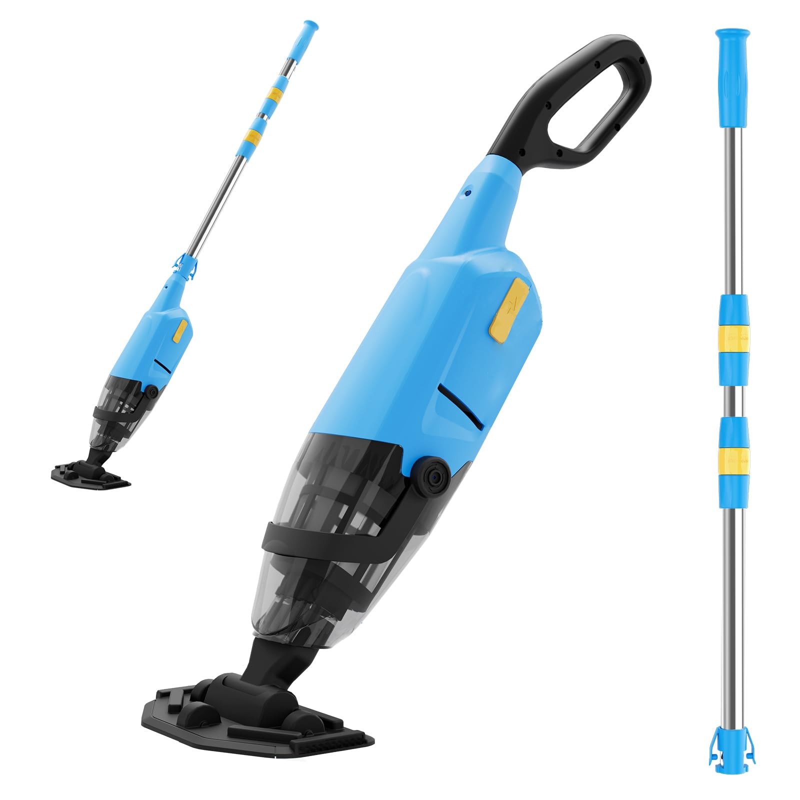 Powered Cordless Handheld Pool Vacuum, Rechargeable Pool Cleaner 60 Mins Runtime