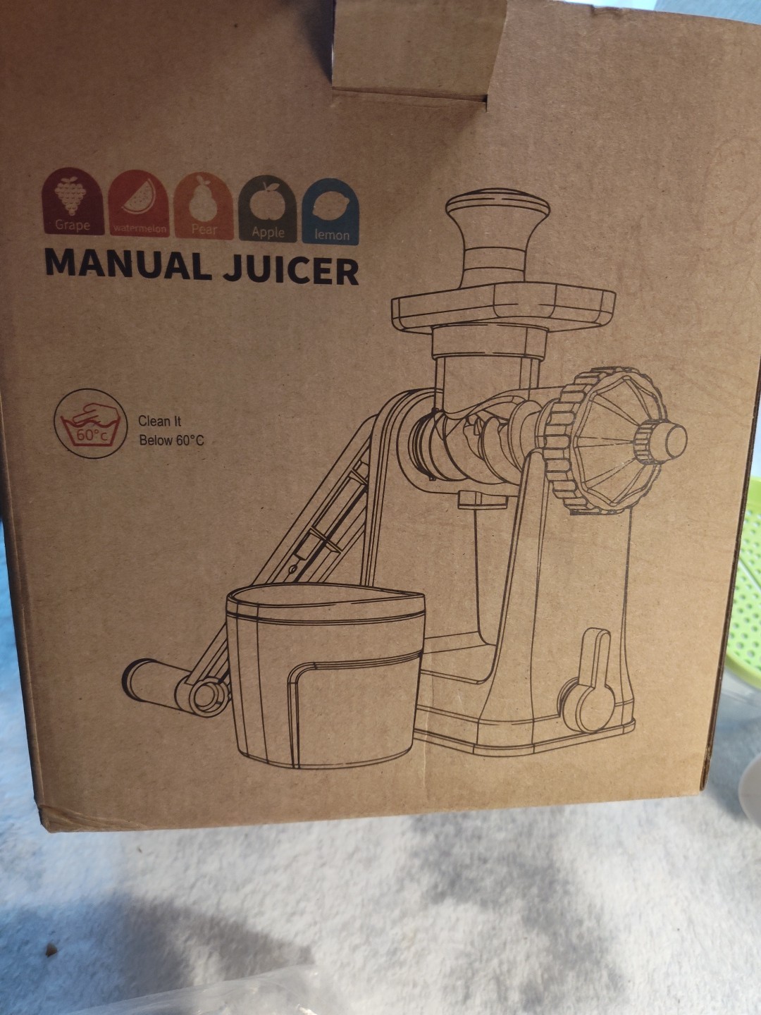 Mannual Juicer, Plastic White And Green in Box