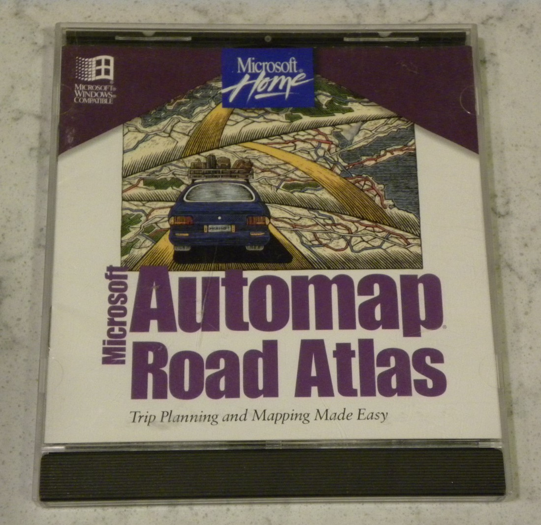 Vintage 95' Microsoft Home Automap Road Atlas CD 496-152-001 Rare!