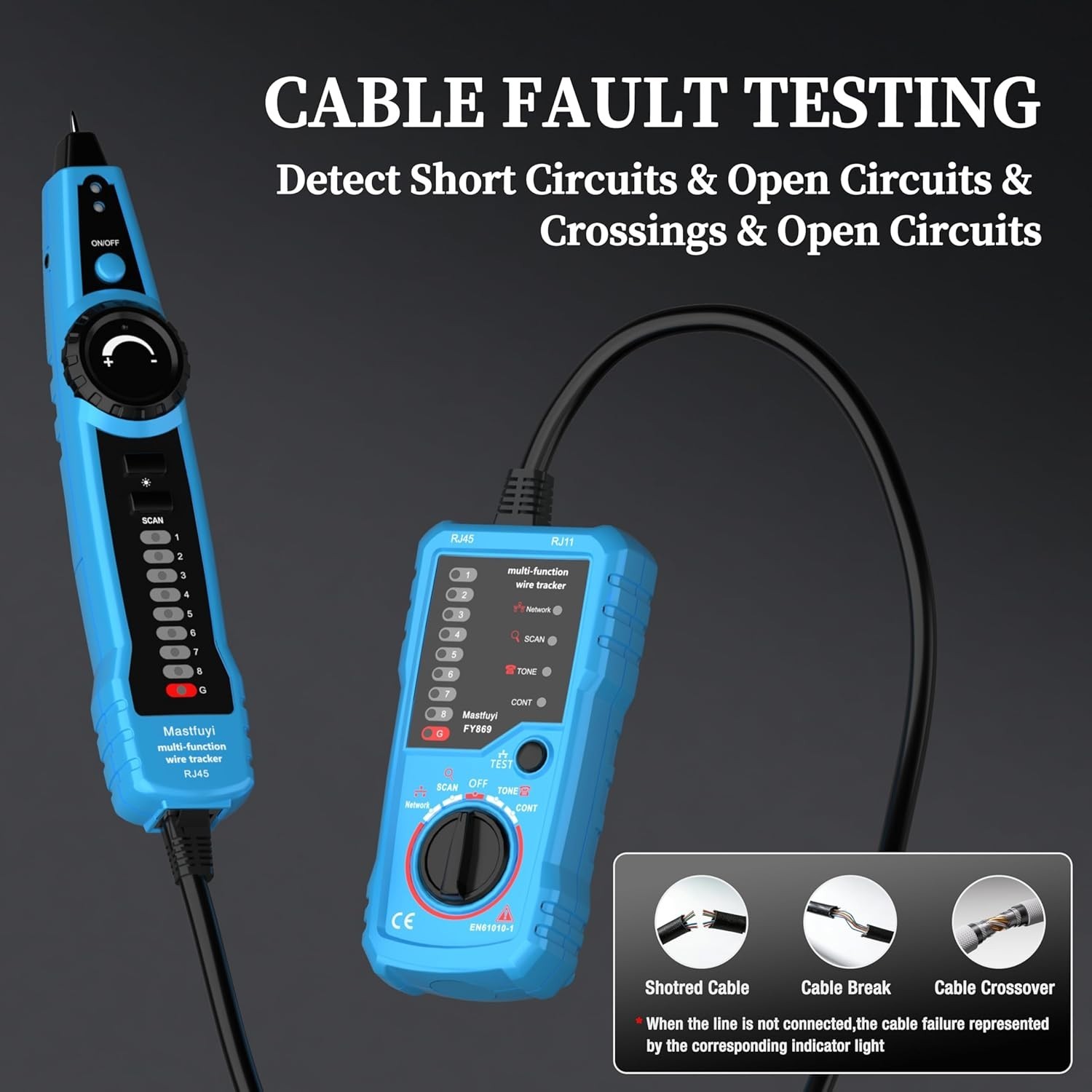 Multifunction Network Cable Tester & Line Finder for RJ11/RJ45 - Portable Design